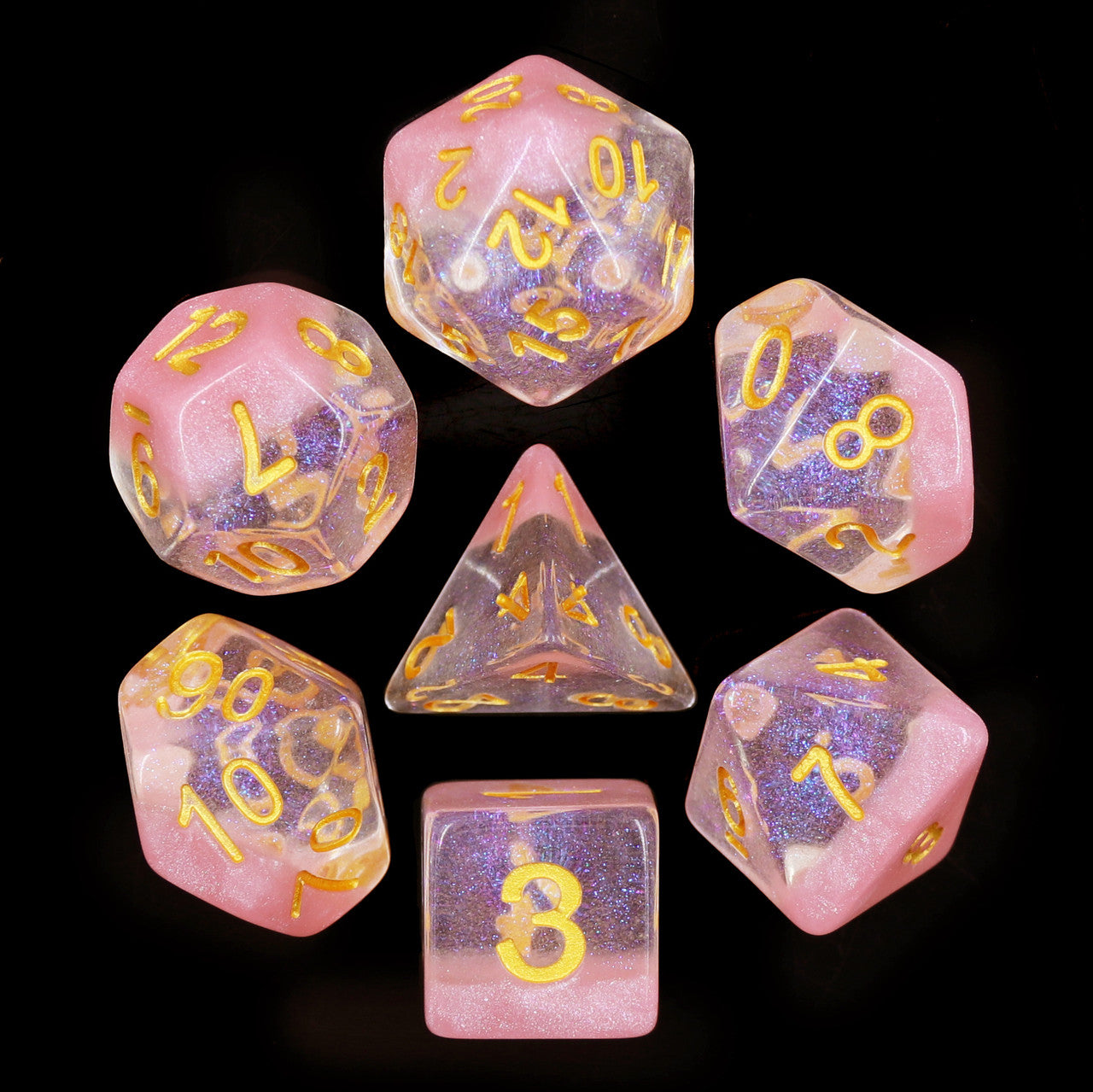 Snow Globe Light Pink 7pc Polyhedral Dice Set