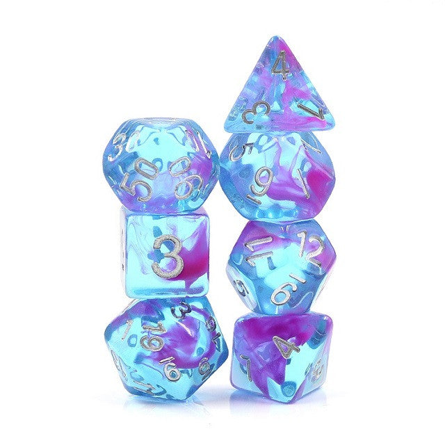 Aquarium Ribbon 7 pc polyhedral dice set