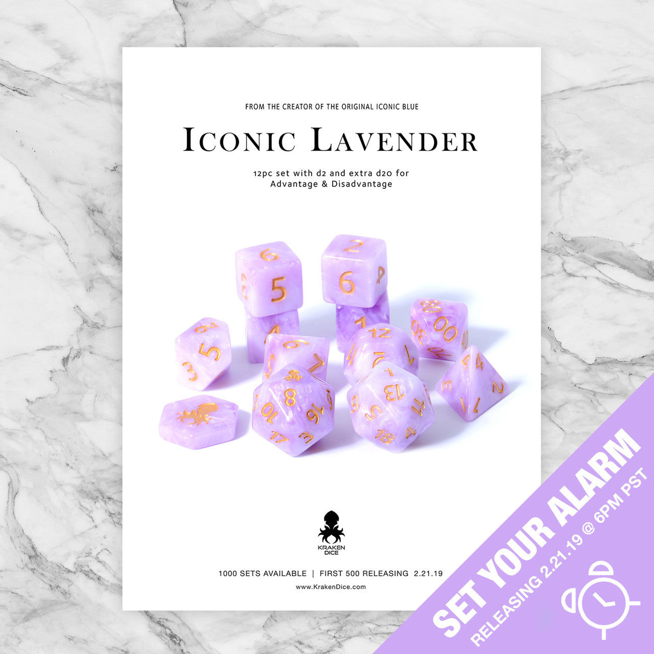 Iconic Lavender 14pc DnD Dice Set