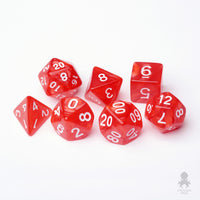 Red Pearl 7pc Dice Set inked in White