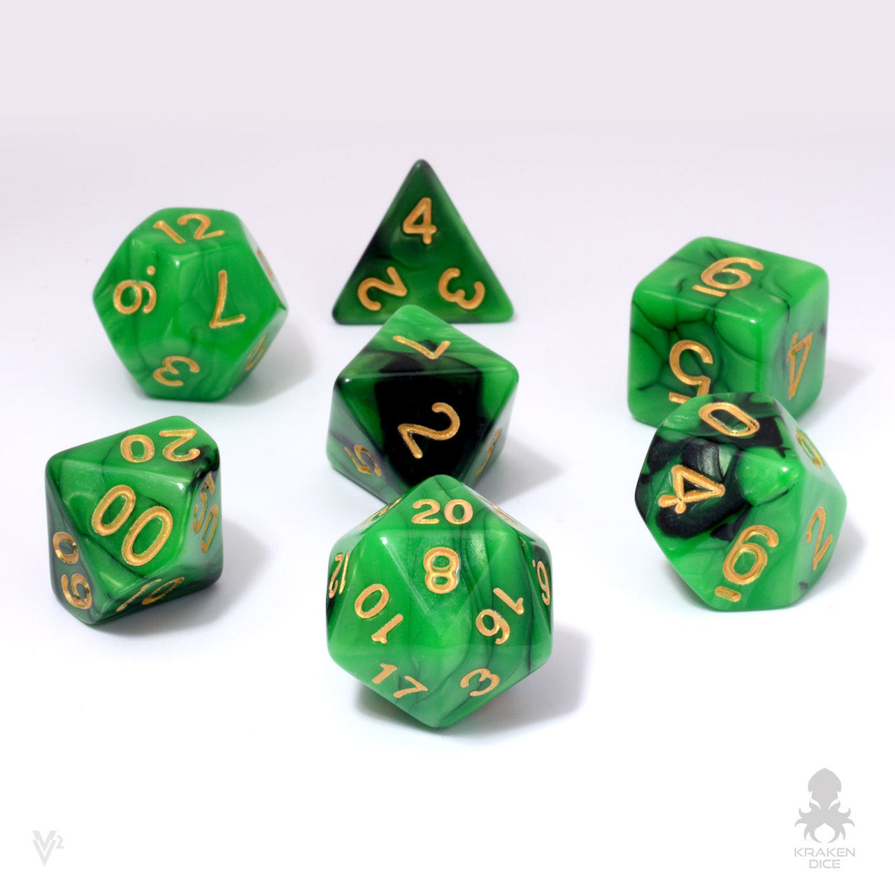 Emerald Midnight Polyhedral 7pc Dice Set