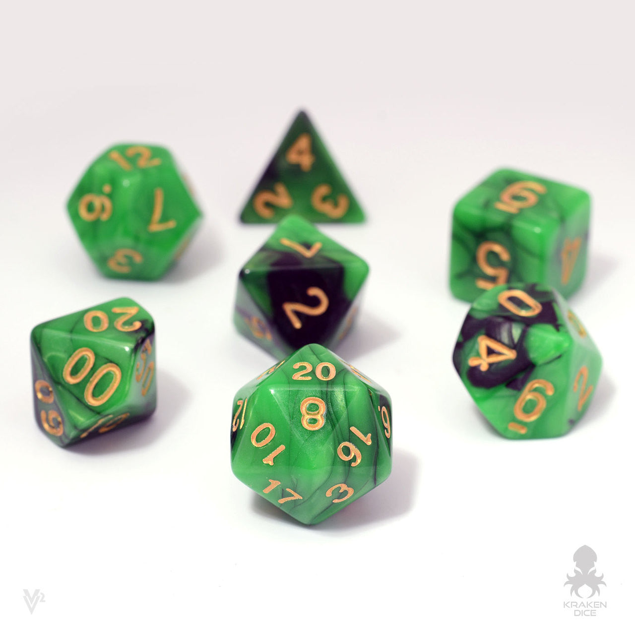 Emerald Midnight Polyhedral 7pc Dice Set