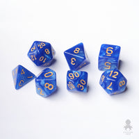 Blue Pearl 7pc Dice Set inked in Gold