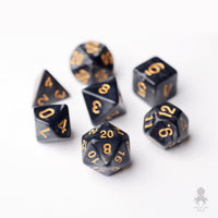 Black Pearl 7pc Dice Set inked in Gold
