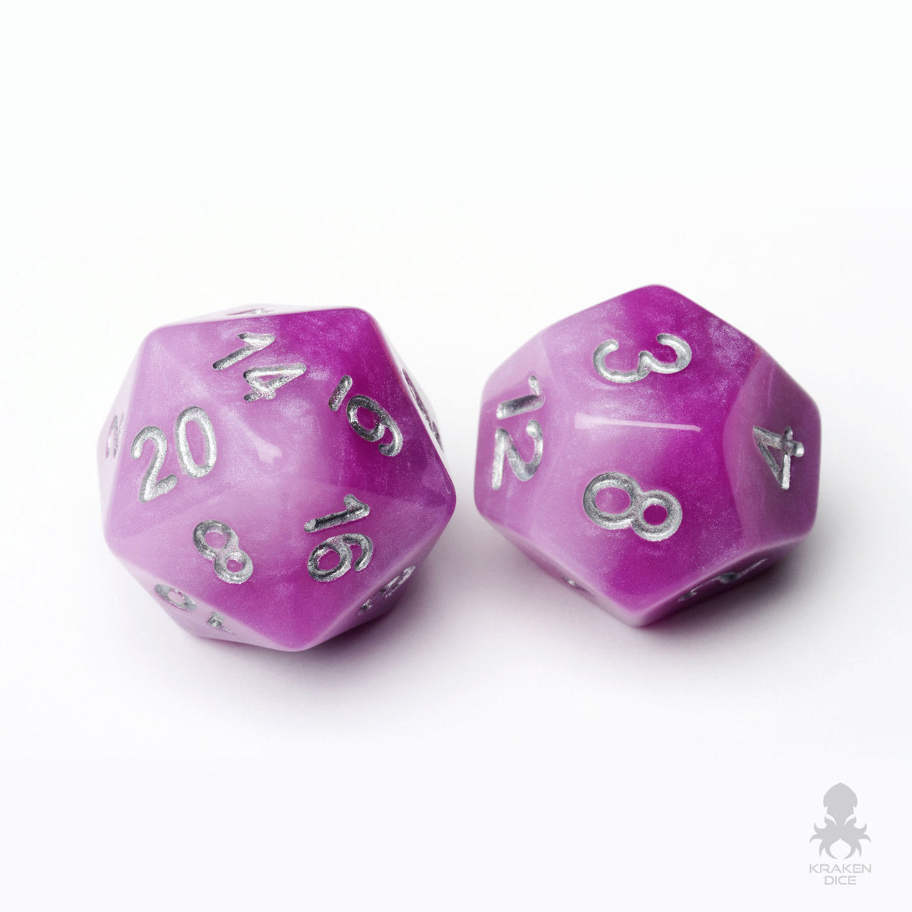 Purple Ombre 7pc Dice Set Inked in Silver