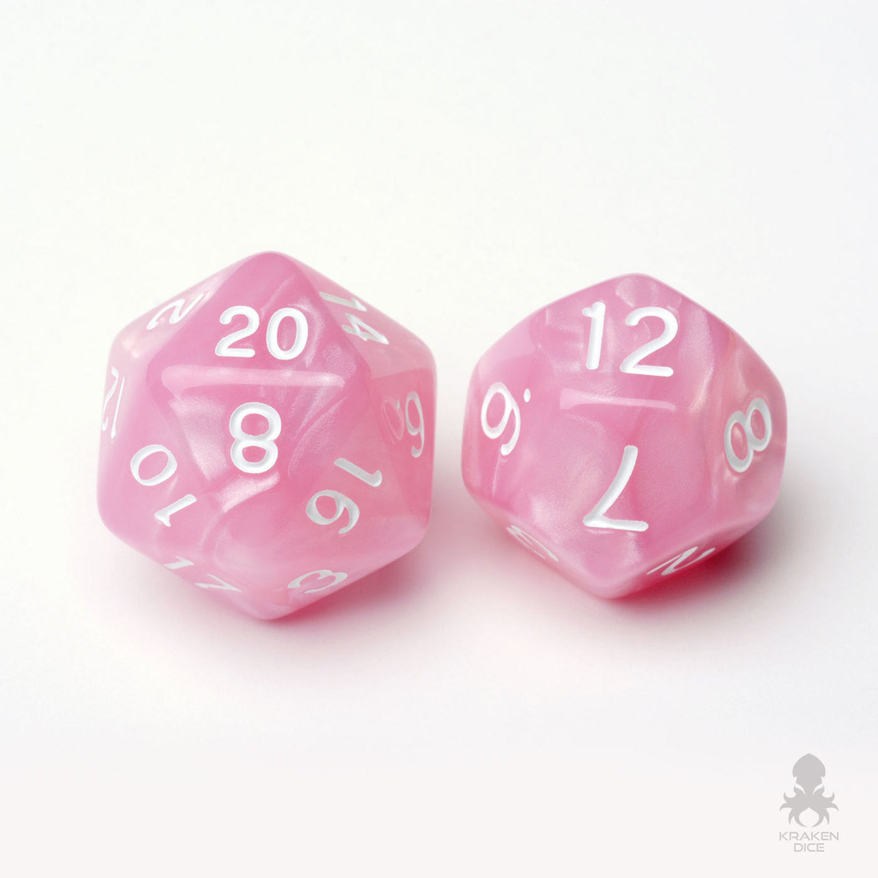 Pink Pearl 7pc Dice Set inked in White