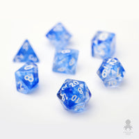 Nebula Blue 7pc Dice Set Inked in White