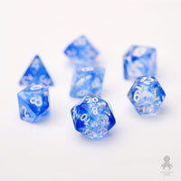 Nebula Blue 7pc Dice Set Inked in White