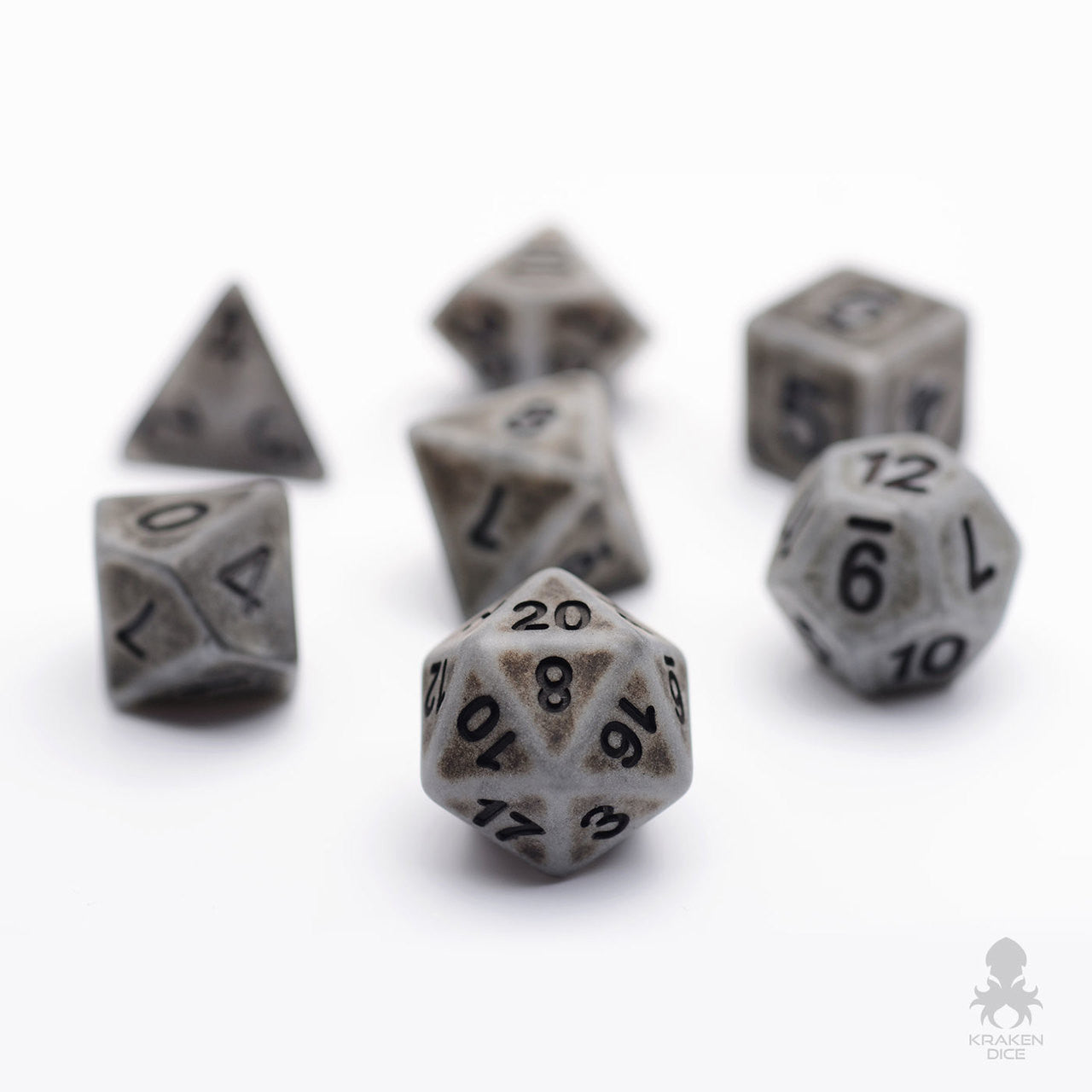 Archaic Steel Polyhedral 7pc Dice Set