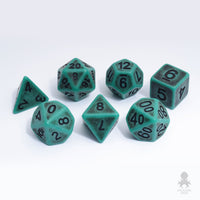 Ancient Green 7pc Dice Set Inked in Black