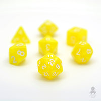 Yellow Pearl 7pc Dice Set inked in White