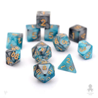 Teal Steel 7pc Fusion Dice Set for RPGS For DnD