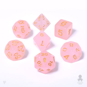 Light Pink Glitter 7pc Dice Set
