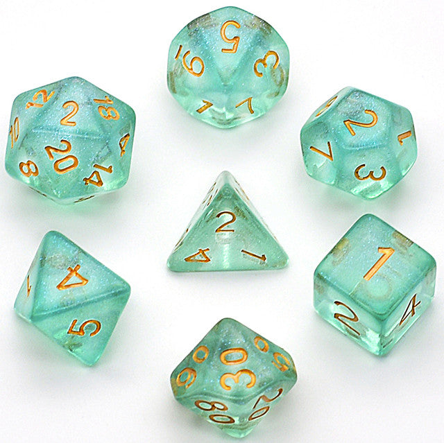 Packed Full Green Iridescent 7pc Dice Set – Kraken Dice