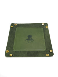 Leather Dice Tray In Moss Green