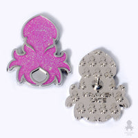 Kraken Logo Lapel Pin in Holo-Glitter Pink