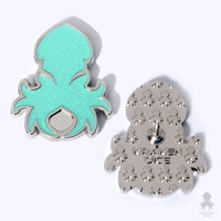 Kraken Logo Lapel Pin in Holo-Glitter Teal