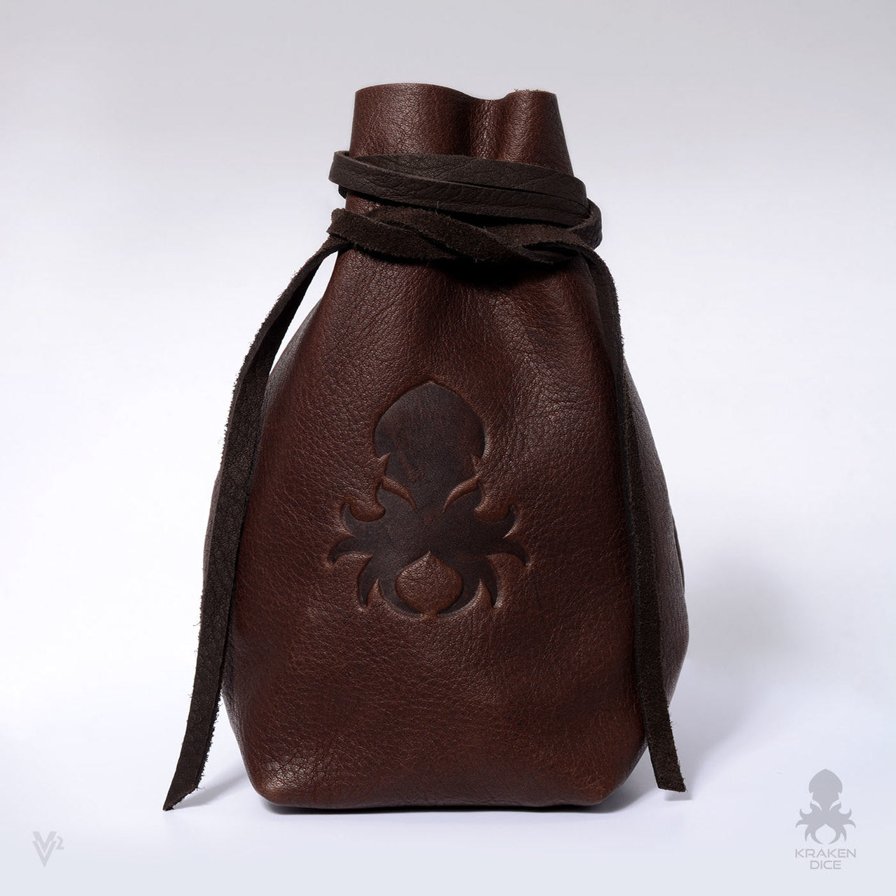 Freestanding Large Dice Bag In Brown Leather