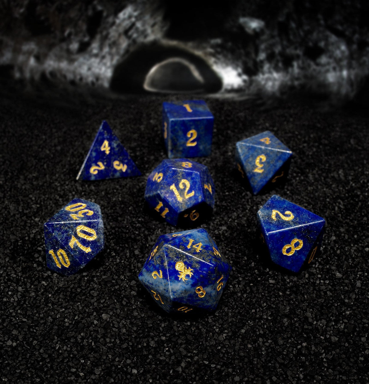 Lapis Lazuli Semi-precious Gemstone 7pc Dice Set