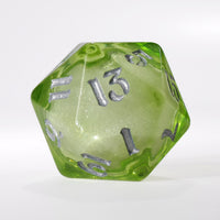 Light Green Liquid Core Single D20 with Silver Ink