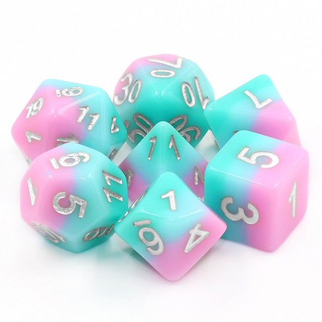 Lover's Whisper 7pc Dice Set Inked in Silver