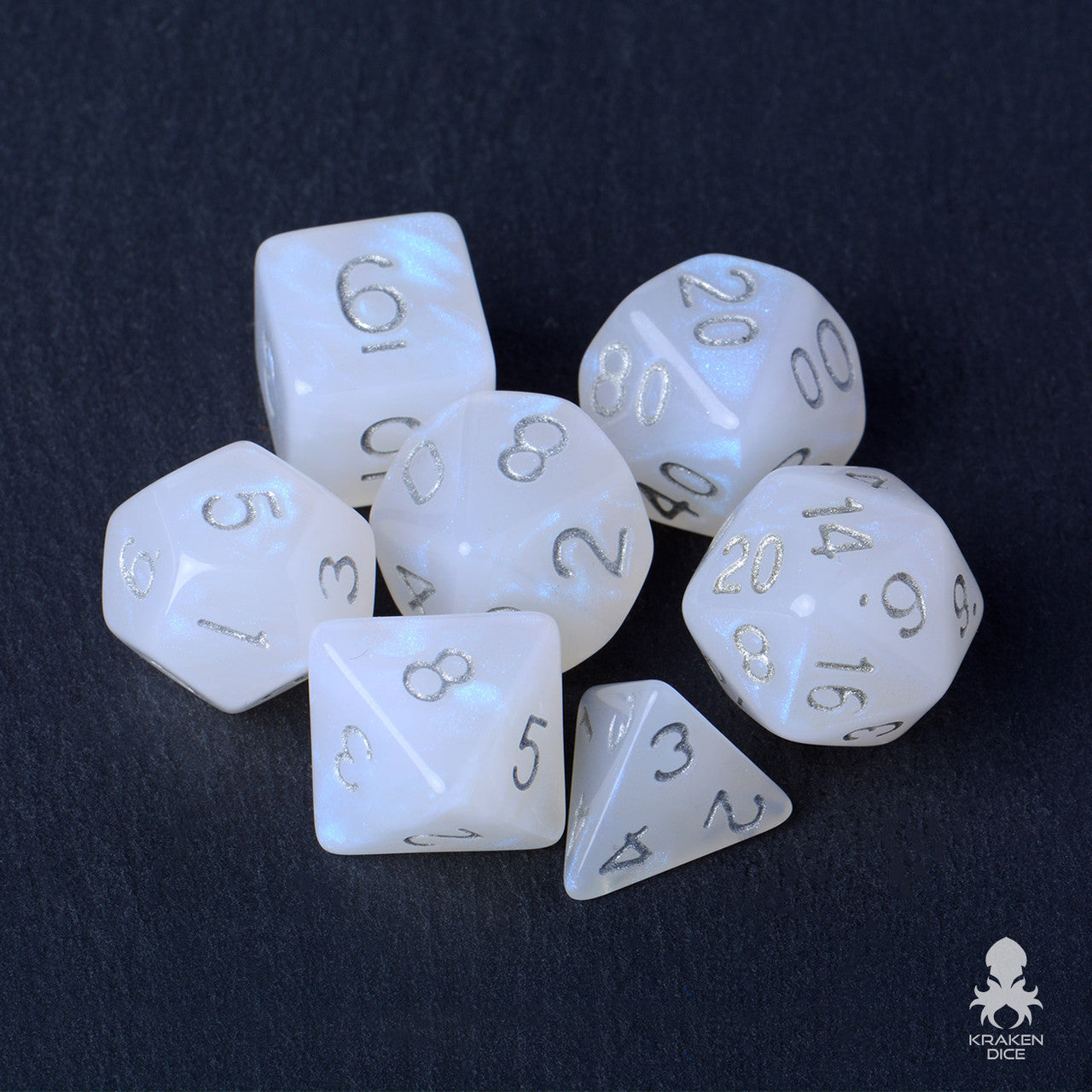 Lunar Blue Boreal 7pc Polyhedral Dice Set