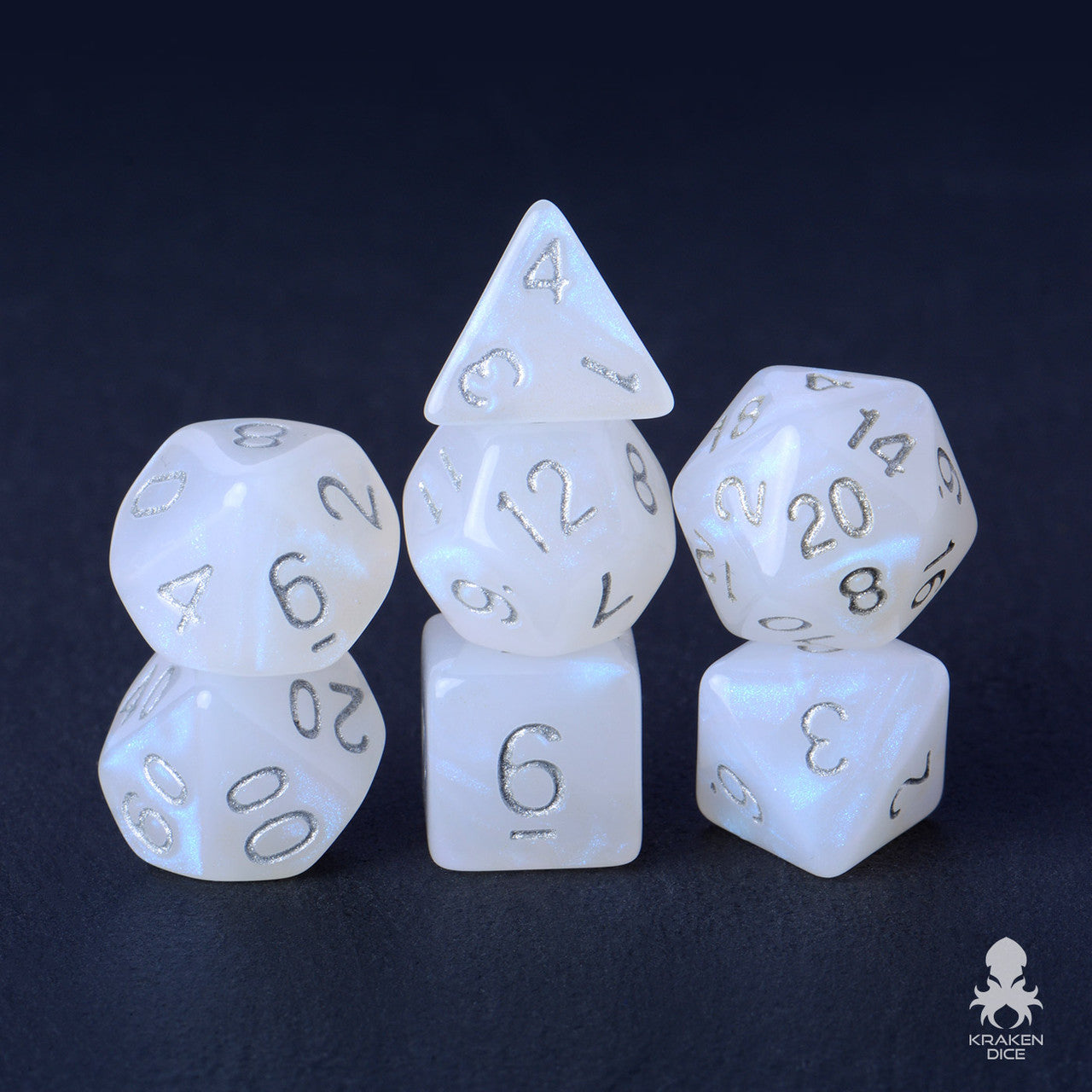 Lunar Blue Boreal 7pc Polyhedral Dice Set