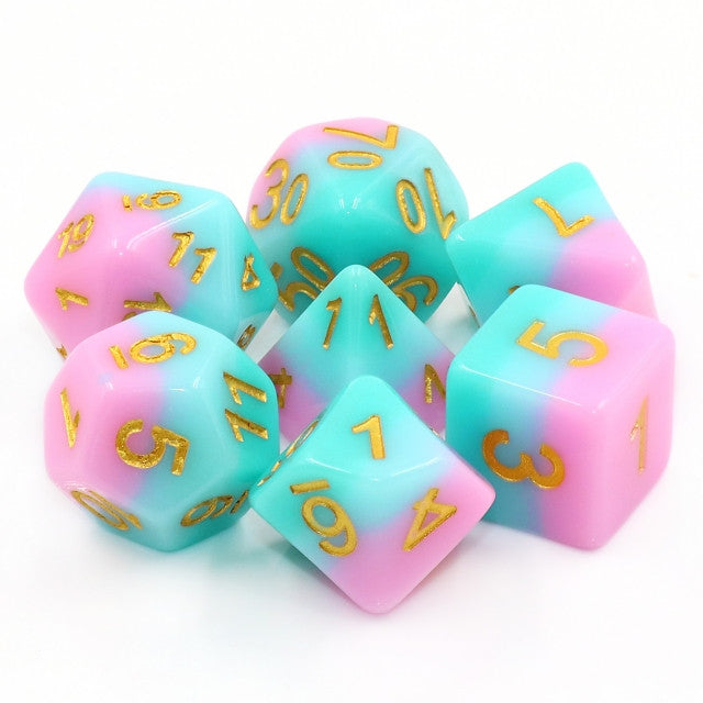 Luxury Dream 7pc Dice Set Inked in Gold