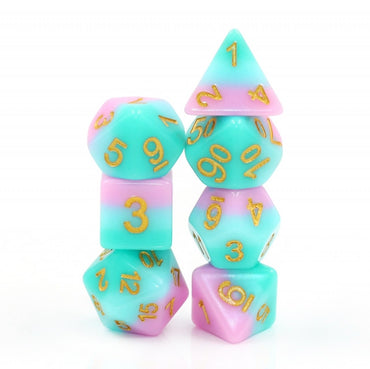 Luxury Dream 7pc Dice Set Inked in Gold