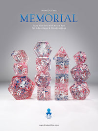 Memorial 14pc Silver Ink Limited Edition Dice Set  for TTRPGs
