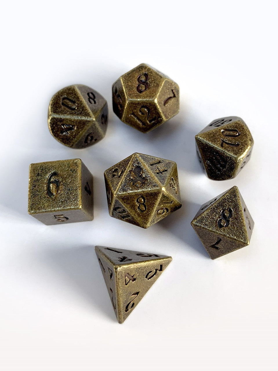 Mini Rite of Brass 10mm Metal Dice Set for RPGS