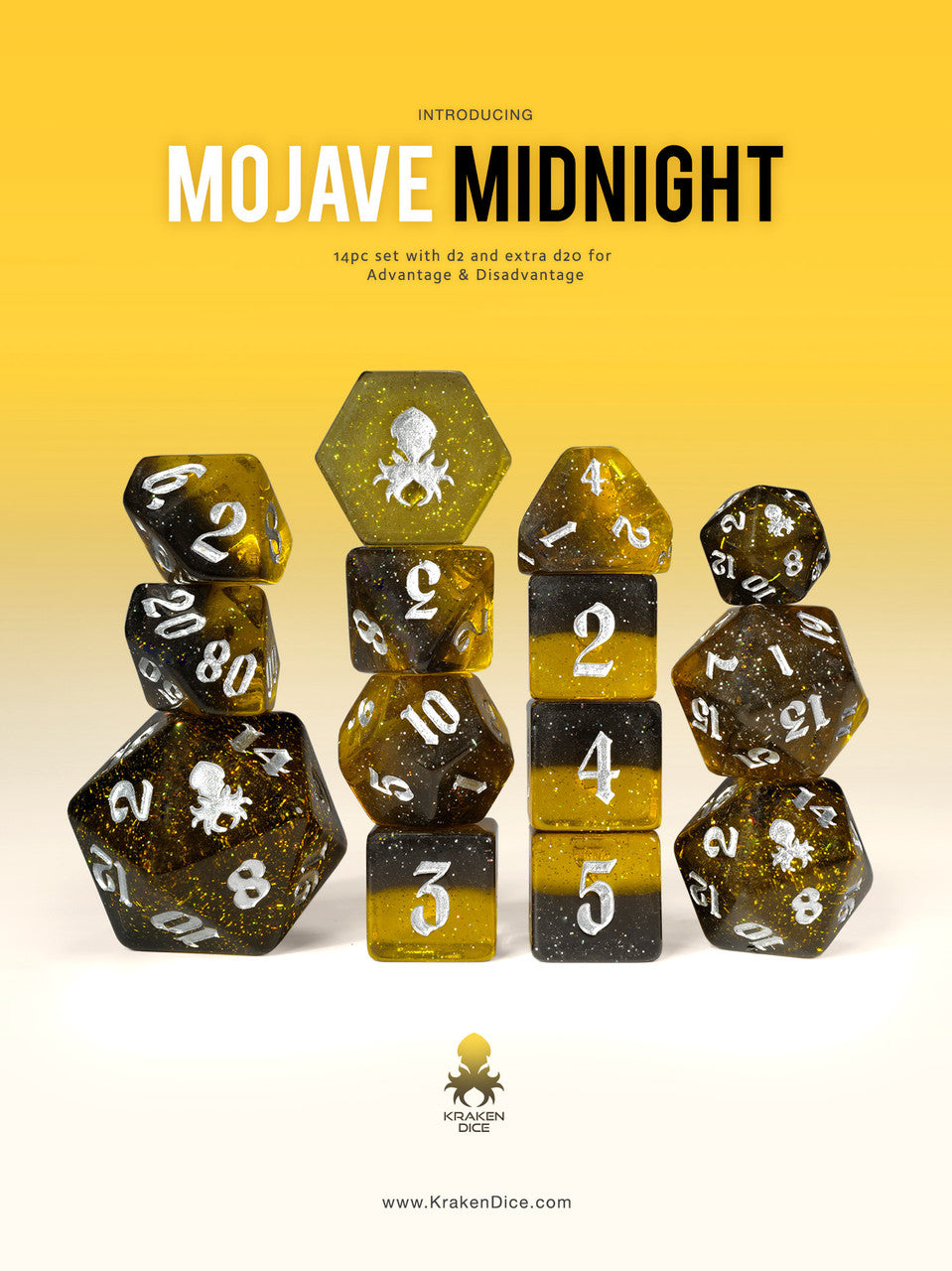 Mojave Midnight 14pc Polyhedral Dice Set