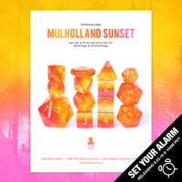Mulholland Sunset 14pc Dice Set inked in Gold
