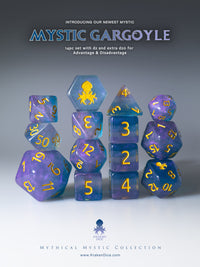 Mystic Gargoyle 14pc Gold Ink Dice Set With Kraken Logo