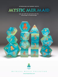 Mystic Mermaid 12pc Copper Ink Dice Set With Kraken Logo