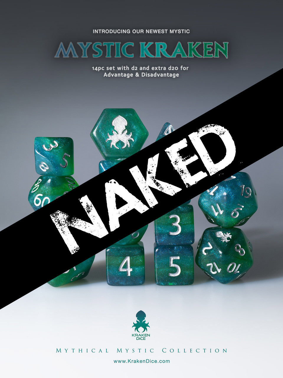 Naked Mystic Kraken 14pc Dice Set With Kraken Logo