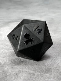 40mm Raised Obsidian Semi-Precious Single D20