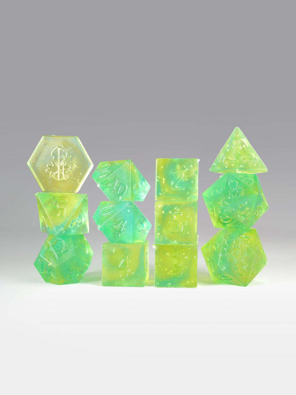 RAW Lemon Lime Fizz 12pc TTRPG Dice Set