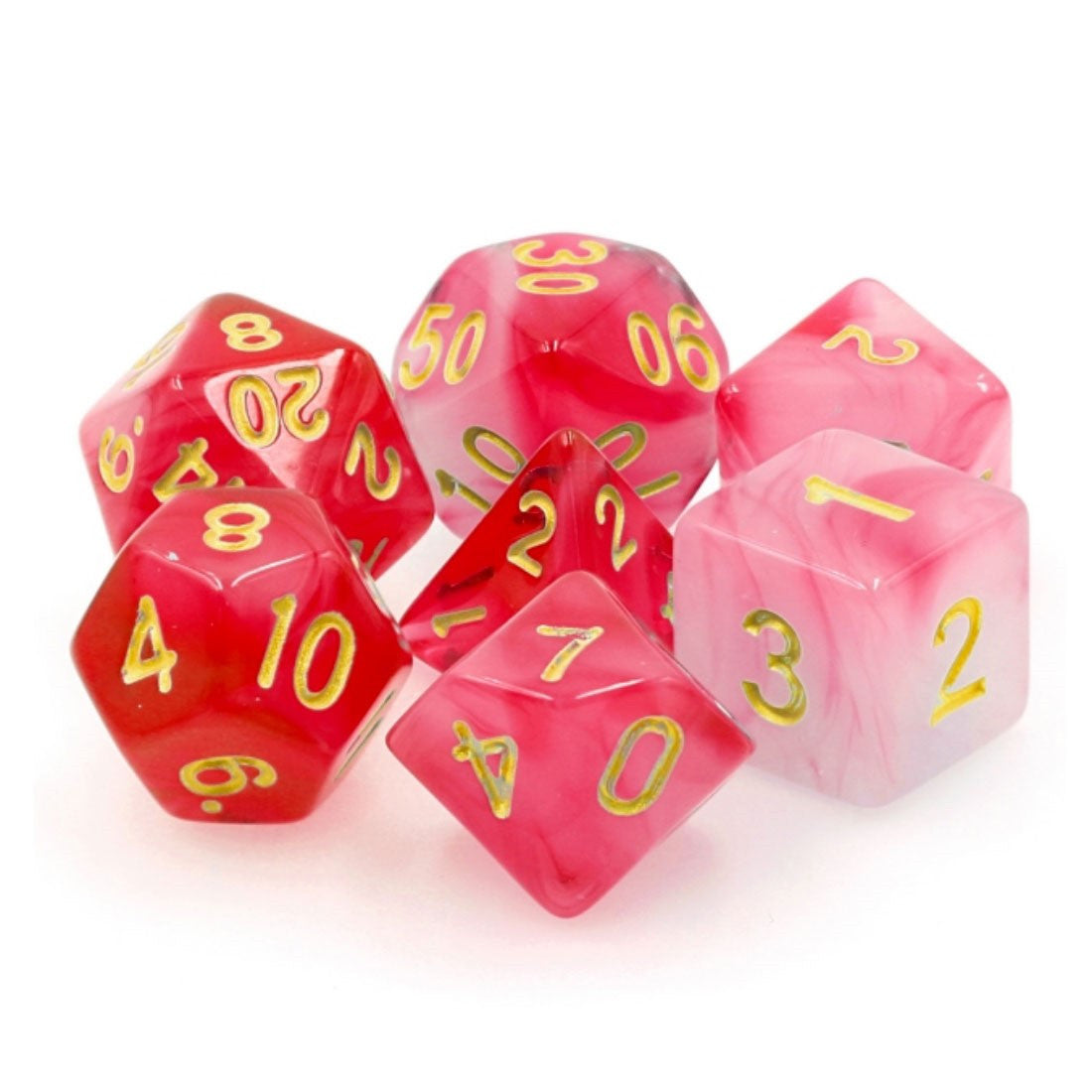 Red Milky 7pc Polyhedral Dice Set