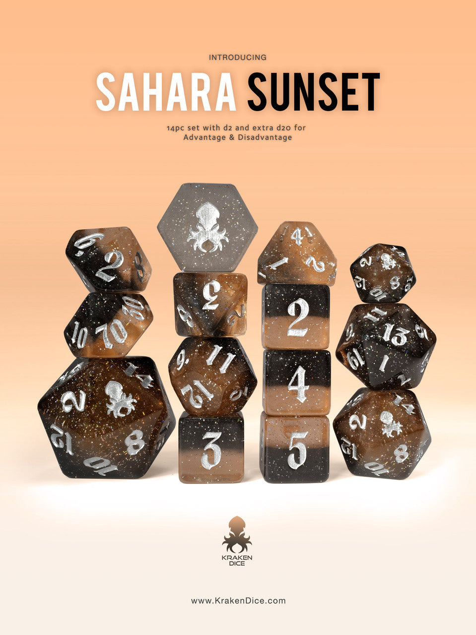 Sahara Sunset 14pc Polyhedral Dice Set