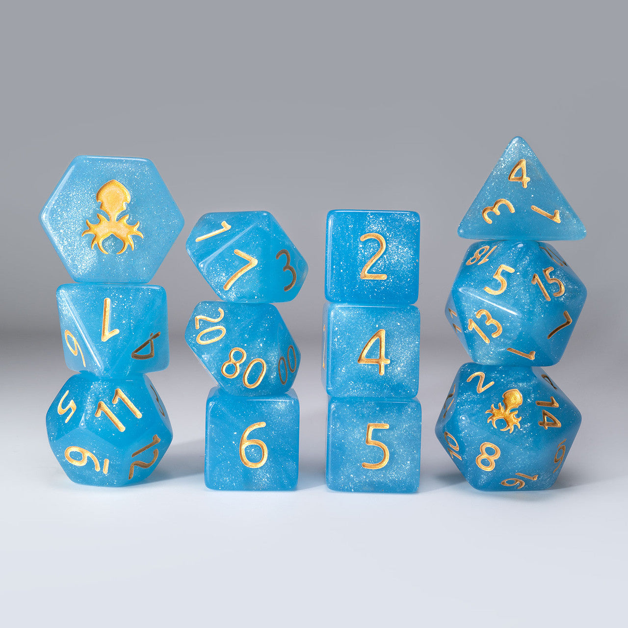Sea Stout 12pc Glimmer RPG Dice Set with Gold Ink