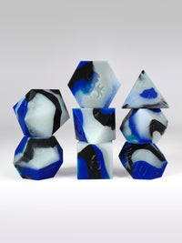 Blue/Grey Glow in the Dark Silicone 8pc Dice Set
