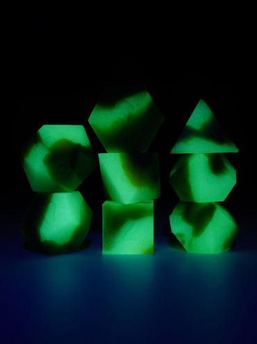 Green/Yellow Glow in the Dark Silicone 8pc Dice Set