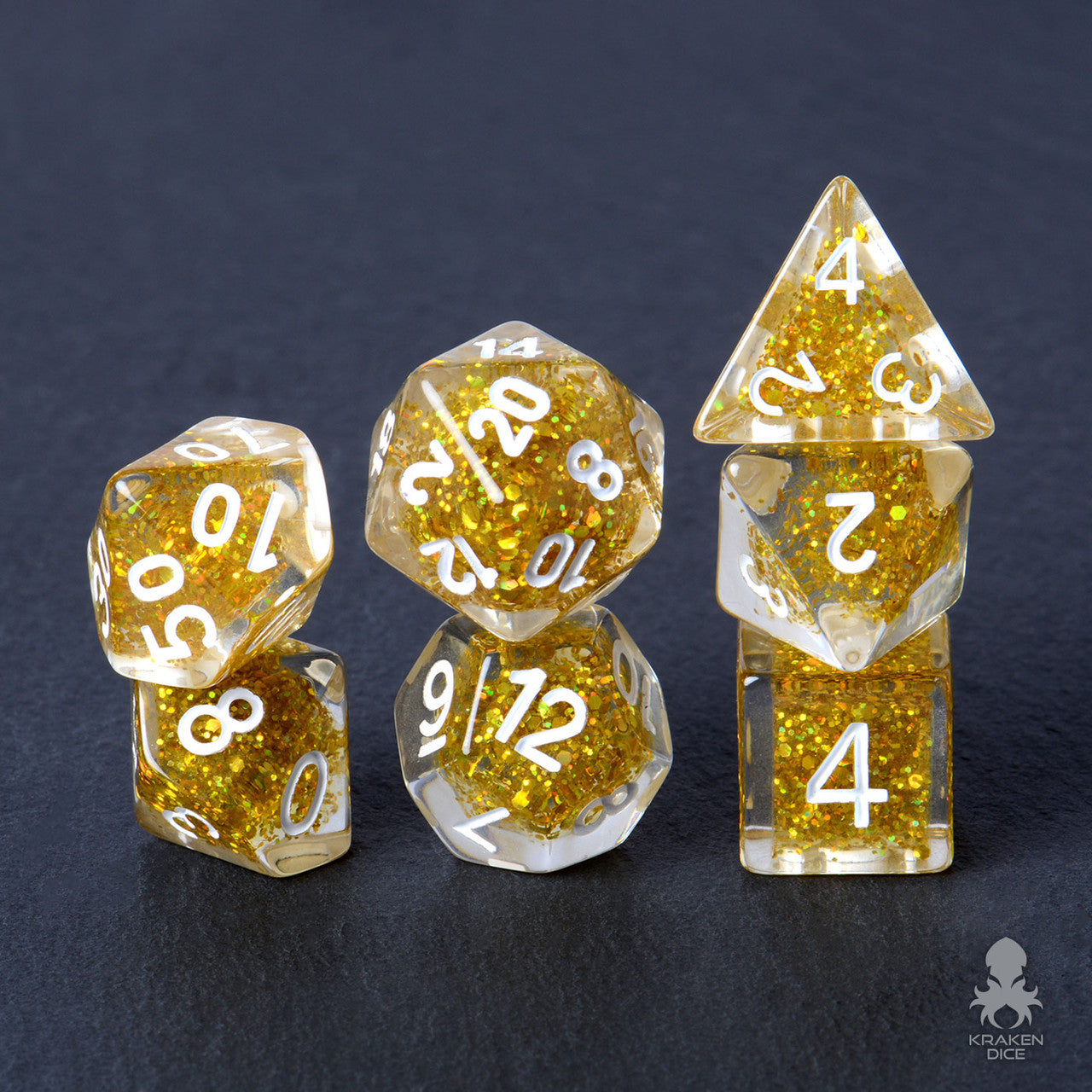 Stardust Gold Filled 7pc Polyhedral Dice Set