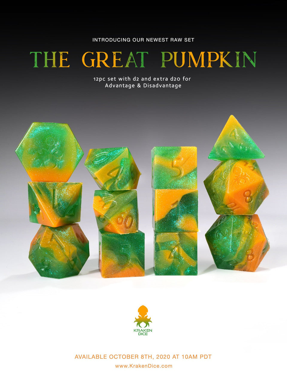 The Great Pumpkin RAW 12pc  RPG Dice Set