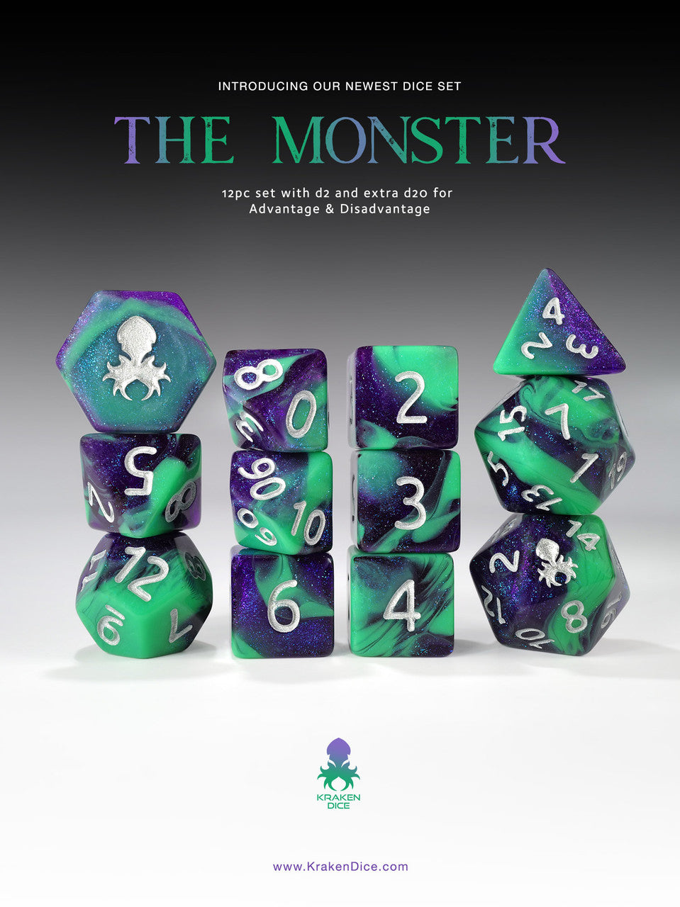 The Monster 12pc  RPG Dice Set