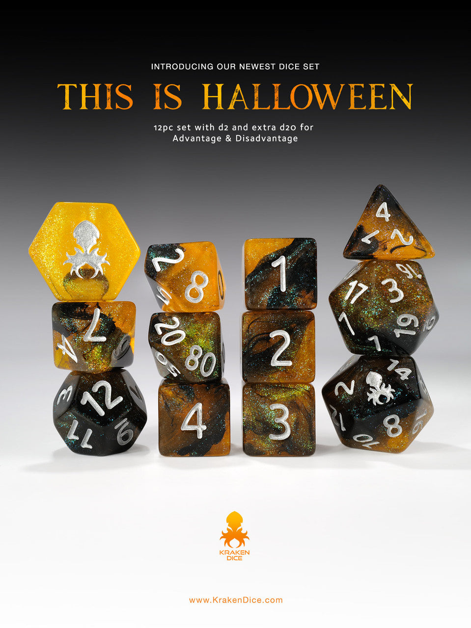 This is Halloween 12pc  RPG Dice Set