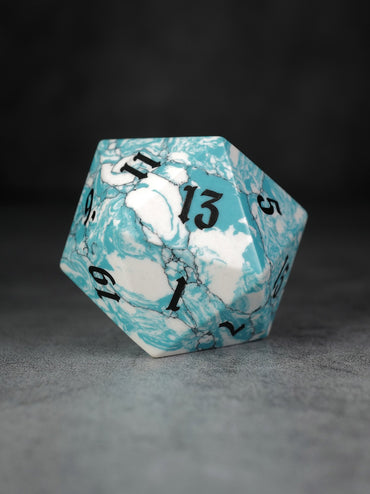 40mm Turquoise Semi-Precious Single D20 with Black Ink