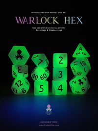 Warlock Hex 12pc Glow in the Dark RPG Dice Set