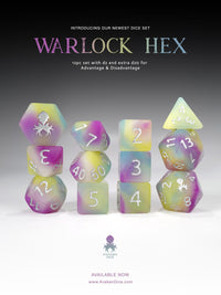 Warlock Hex 12pc Glow in the Dark RPG Dice Set